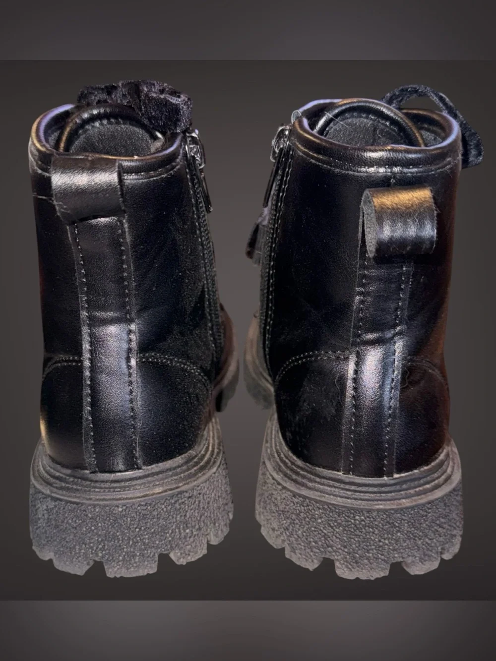 Blikcon Girls Combat Boots with Side Zipper & Velvet Laces Size 11 Toddler